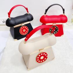 factory price low price  2024 Custom cute PU telephone vintage phone clutch handbag evening shoe and bag