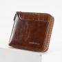 High Quality Custom  Retro spliced stone pattern coin black wallet horizontal three-fold chain men's short wallet