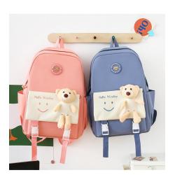 ZR840 SchoolBag Sets Girls Pupil Student Hot Selling Fashion Travel Canvas Little Bear Doll Cute College 4 Pcs Backpack Sets