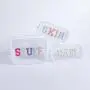Keymay Popular Embroidery Chenille Letter Patches Travel Organizer Bag Waterproof Pvc Cosmetic Bag Clear Makeup Zipper Bag