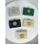 New Arrival Ladies Glitter Striped Pleated Evening Bag Rhinestones Flower Dress Wedding Clutch Bags Handbags For Woman