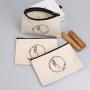 Custom Design Logo Printing Canvas Cosmetic Zipper Bag Natural Travel Bag Cotton Canvas Pen Makeup Cosmetic Pouch