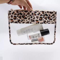 Chenille Letter Embroidered Pouch Nylon Transparent PVC Toiletry Zipper Pouch Clear Makeup Storage Flat Bags Clear Cosmetic Bag