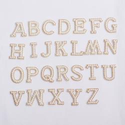Custom Embroidery Letters Alphabet Glitter Letters Patch Rhinestone a Set  A-Z 26 Letter Embroidered Patches