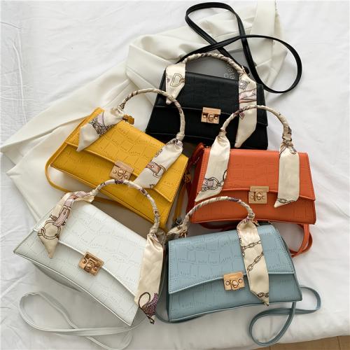 New Simple Fashion  Shoulder Bag with Silk Scarf China Wholesale PU Womens Bags Western Style Stone Pattern Handbags