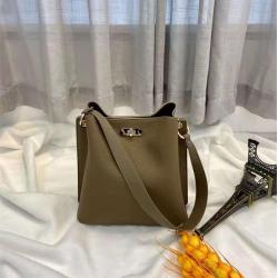 Genuine Leather Bucket Tote Bag 2021 Brand Fashion Litchi Pattern Ladies Sling Handbags Trendy Luxury Shoulder Bag Women