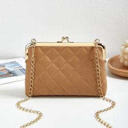 Embroidery clip bag 2024 ladies handbags women's shoulder bag Korean fashion diamond lattice chain cosmetic bag