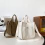 Low MOQ Large Customizable Cotton Canvas Tote Bag Durable Natural Crossbody Shopping Bag with Pockets for Packing and Logo Print
