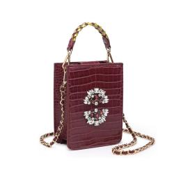 2024 Custom Luxury Crocodile PU Diamond Handbag For Women Jewelry Shoulder Bag