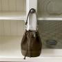 Faux suede Joining PU Bucket bag 2023 autumn casual Drawstring Ruffles cylinder Small crossbody bag for women