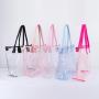 Kreymay 10 Color Stock Wholesale Women Fashion Handbags Shoulder Beach Bag Custom Printing Clear Transparent Pvc Tote Bag