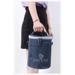 HR628 New Handheld One Shoulder Bento Bag Freshness Preservation Insulation Lunch Box Bag Oxford Round Barrel Insulation Bag