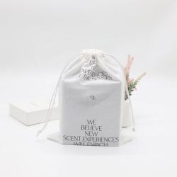 Customized Cotton Burlap Fabric Gift Shopping Bag White Washing Linen Skincare Drawstring Bag Cosmetic Makeup Pouch