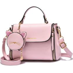 ZR485 Hot Solid Color Single Shoulder Women Bag New Tide Fashion PU Ladies Handbag Cute Crossbody Cat Pattern Portable Bag