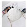 Cute flush bat design girls chain shoulder bag custom lovely fake fur women crossbody bag