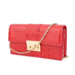 2024 OEM ODM Trending Ladies Small Genuine Crocodile Leather Flap Clutch Bag Womens Vintage Chain Crossbody Shoulder Bag