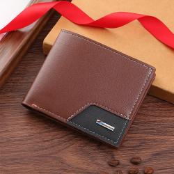 Men's New Cross-Border Short Wallet Large Capacity Leather Coin Purse with Open Closure Casual Waterproof ID Card Bag