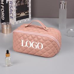 private label quilted makeup bags with handle portable travel wash bag storage cosmetic bags for girls