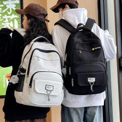 HR735 Unisex Solid Color Laptop Backpack Business Nylon College Shoulder Bag Portable Lightweight Universal Computer Schoolbag