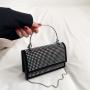 Simple Casual Water Diamond Small Square Bag for Women's 2024 Summer New Trend Shining Chain Handhag One Shoulder Crossbody Bag