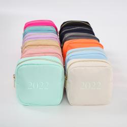 LOW MOQ Portable Small Makeup Bags For Women Large Capacity Travel Cosmetic Bag For Purse Zipper Nylon Pouch