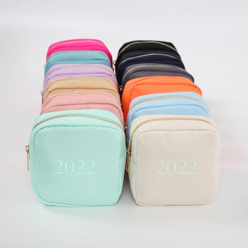 LOW MOQ Portable Small Makeup Bags For Women Large Capacity Travel Cosmetic Bag For Purse Zipper Nylon Pouch