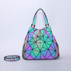 LOVEVOOK Fashion geometric folding bag custom hot sale custom Bucket bag Reflective bag geometric luminous handbag