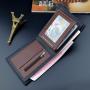 ZR729 Men Short Wallet Card Holder Card Positions Case Open Frosting Purse Retro Money Clip Billfold Dollars PU Open Wallet