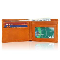 2023 Hot Selling Mens Wallet Customized Logo Material Style RFID Anti-Theft Brush Genuine Leather Oil Waxed Wallet