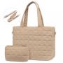 LOVEVOOK Large Nylon Puffer Tote 15.6" Laptop Bag Quilted Light Work Bag Purse Handbag for Travel Gym Weekend Tote Bag for Women