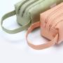 KBW539 Creative Double Layer Handheld Pencil Bag Simple Oxford Cloth Double Zip Pencil Bag High Quality Stationery Bag