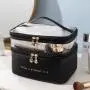 Multifunction Transparent Large Capacity Zipper Makeup Bag Double Layer PVC PU Toiletry Cosmetic Bag