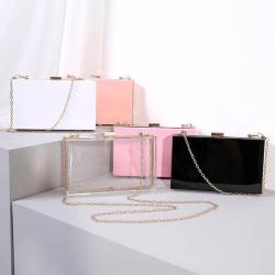 Fashion New Design Transparent Acrylic Chain Crossbody Box Bags Small Square Bags Women Evening Bags Clutches