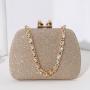 New fashion rhinestone handle handbag lady metal crossbody bag women beautiful evening bags glitter fabric clutch bag