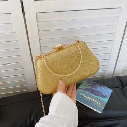 Trend metal handle crossbody bags ladies chain golden rhinestone bags women clutch bag party handbags wholesale