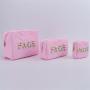 Keymay RTS Multi-color Portable Large Capacity Inner Pocket Waterproof Pink Makeup Bag Letter Cosmetic Bag Nylon Zipper Pouch