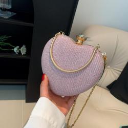 High quality sequin heart shape crystal ladies clutch bags exquisite party rhinestone bag 2024