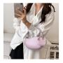 Trendy Lady Designer Bag  2 in 1 PU Leather Pure Color Unique Bean Shape Handbag Fashion Women Purses Zipper Round Bead