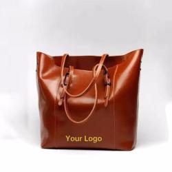 Custom Handmade Fashion Classic Real Split Cow Leather Gentle Women Lady Never Full Travel Shoulder Tote Bag Handbag With Zipper