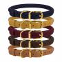 Premium Cowhide Rolled Leather Dog Collar Durable Round Rope Collars for Small Medium Large Dogs Puppy Cat