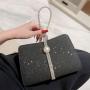 Luxury sparkling women's wrist clutch bag evening bags dress party silver evening bags crystal pearl handbag
