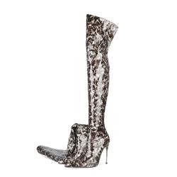 2021 Fashion Design Autumn Stiletto Heels Patent Leather Back Zipper Sexy Pointed Toe Over The Knee Thigh High Boots For Women