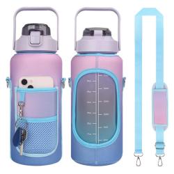 SN029 Outdoor Sports Water Bottle Portable Strap Type Warm Cup With Protective Cover 64 Ounces SBR Material Cup Protective Cover