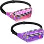 Gelory Outdoor Activities Hiking Shiny PU Laser Fanny Pack Travel Waterproof Holographic Waist Bags for Women