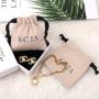 Custom Logo Printed Mini Cotton Twill Ring Earring Storage Bag Recycled Drawstring Cotton Necklace Jewelry Pouch