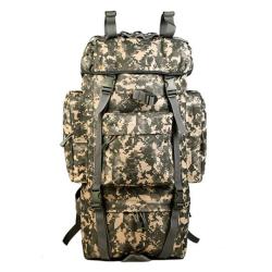 Unisex 65L Polyester Travel Backpack Waterproof Mountaineering Luggage with Pillow Shape and Shoe Compartment Zipper Closure