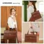 LOVEVOOK OEM Laptop Tote Bag for Women15.6 inch Work Business Tote Bag with Clutch Purse Vintage Leather Computer Bag Briefcase