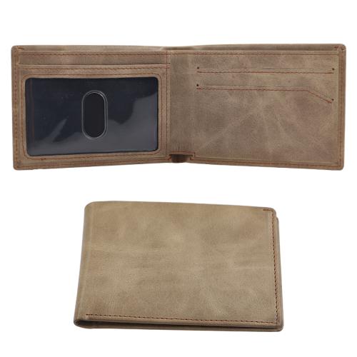 Minimalist Genuine Leather Wallet Men's Slim Wallet RFID Blocking Oil Waxed Leather Men Wallet