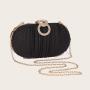 Wholesale new annular box purse women chain shoulder glitter fabric box clutch evening bags champagne shiny wrinkle clutch bag pochette femme