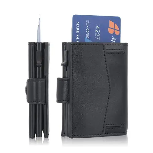 2024 Supplier Customize Aluminum Credit Card Holder Slim RFID Blocking Metal Pop Up Wallet